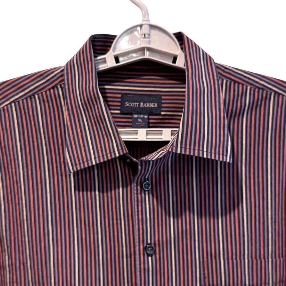 Scott Barber Mens XL Multi-Color Vertical Stripe 100% Cotton Button‎ Down Shirt